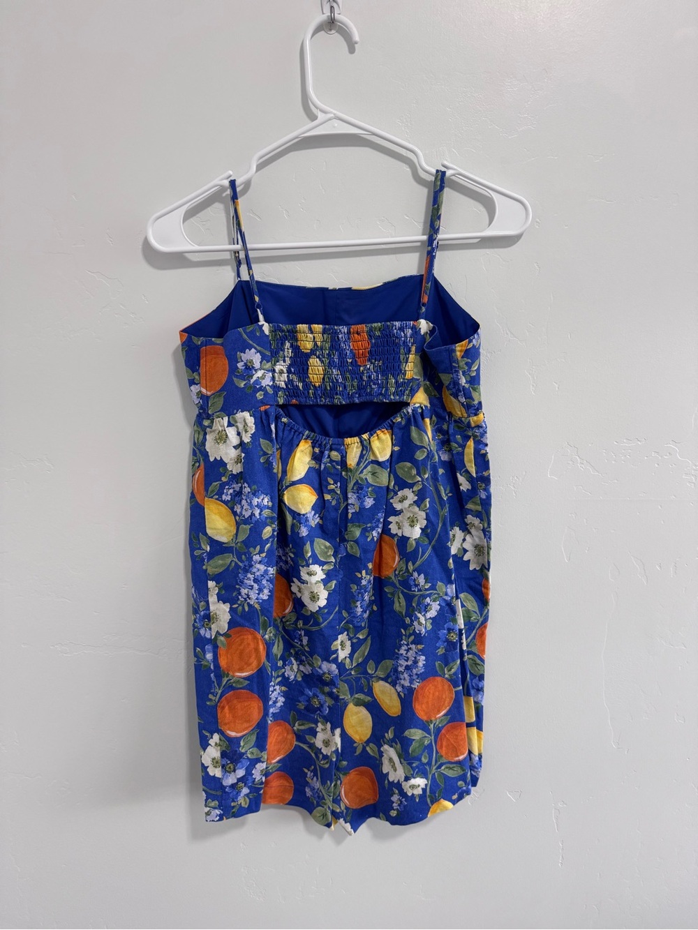 Corey Lynn Calter x Anthropologie Sadie Linen Romper Fruit Print Blue medium - Picture 4 of 5